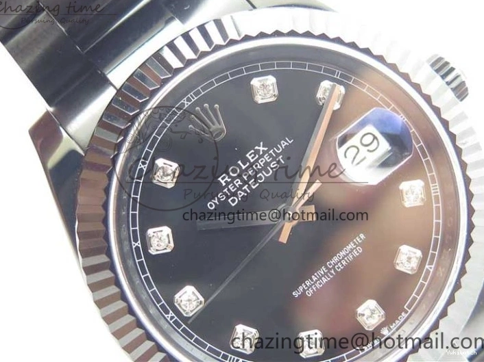 All Markers A3235 on Oyster Bracelet 41 Black Dial Black PVD Best Edition VRF Diamonds DateJust PVD 0128